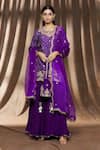Buy_Surbhi Shah_Purple Embroidery Floral Potli _at_Aza_Fashions