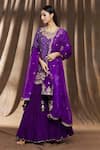Shop_Surbhi Shah_Purple Embroidery Floral Potli _at_Aza_Fashions