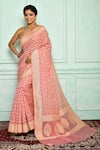 Buy_Pinki Sinha_Pink Linen Floral Woven Saree_at_Aza_Fashions