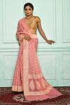 Pinki Sinha_Pink Linen Floral Woven Saree_Online_at_Aza_Fashions