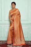 Buy_Pinki Sinha_Orange Pure Silk Handwoven Banarasi Motifs Saree _at_Aza_Fashions