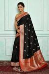 Buy_Vishwa By Pinki Sinha_Black Handwoven Banarasi Silk Saree_at_Aza_Fashions