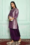 Buy_Pinki Sinha_Purple Kurta-banarasi Silk Woven Floral Kurta And Dhoti Pant Set _at_Aza_Fashions