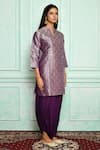 Pinki Sinha_Purple Kurta-banarasi Silk Woven Floral Kurta And Dhoti Pant Set _Online_at_Aza_Fashions