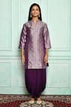 Buy_Pinki Sinha_Purple Kurta-banarasi Silk Woven Floral Kurta And Dhoti Pant Set _Online_at_Aza_Fashions