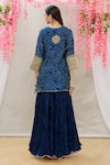 Shop_Surbhi Shah_Blue Organza, Spun Silk Bandhej, Leheriya Embroidered Kurta Skirt Set _at_Aza_Fashions