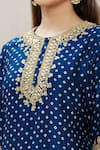 Shop_Surbhi Shah_Blue Organza, Spun Silk Bandhej, Leheriya Embroidered Kurta Skirt Set _Online_at_Aza_Fashions