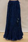 Surbhi Shah_Blue Organza, Spun Silk Bandhej, Leheriya Embroidered Kurta Skirt Set _at_Aza_Fashions