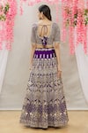 Shop_Surbhi Shah_Purple Organza, Spun Silk Floral Motifs Embroidered Bridal Lehenga Set_at_Aza_Fashions