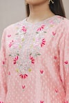 Shop_Surbhi Shah_Pink Organza, Spun Silk Floral Motifs Round Embroidered Kurta Set_Online_at_Aza_Fashions