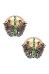 Shop_Outhouse_Gold Plated Crystals Papilio Button Stud Earrings _at_Aza_Fashions