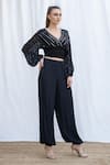 Buy Amrta By Guneet Kondal Black Viscose Sequins V-neck Riviera Embroidered Top And Pant Set Online at Aza Fashions Buy_Amrta By Guneet Kondal_Black Viscose Sequins V-neck Riviera Embroidered Top And Pant Set _Online_at_Aza_Fashions
