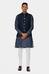 Buy_Satya Paul_Blue Linen Abstract Bundi _at_Aza_Fashions