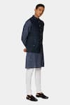 Satya Paul_Blue Linen Abstract Bundi _Online_at_Aza_Fashions