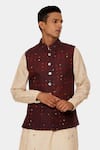 Buy_Satya Paul_Red Linen Abstract Bundi _Online_at_Aza_Fashions