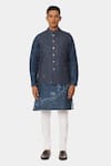 Buy_Satya Paul_Blue Linen Typographic Pattern Delhi Bundi _at_Aza_Fashions