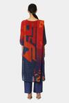 Shop_Satya Paul_Blue Crepe Typographic Pattern Round Day Out Kurta And Pant Set_at_Aza_Fashions
