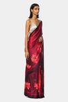 Satya Paul_Pink Floral Pattern Embellished Saree_Online_at_Aza_Fashions
