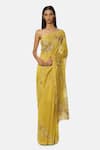 Buy_Satya Paul_Yellow Chanderi Silk Embellished Bellini Saree_at_Aza_Fashions