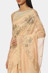 Buy_Satya Paul_Peach Chanderi Silk Embroidered Saree _Online_at_Aza_Fashions