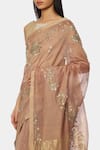 Buy_Satya Paul_Beige Chanderi Silk Embroidered Floral Saree_Online_at_Aza_Fashions