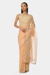 Buy_Satya Paul_Peach Georgette Embroidered Bubbles Saree _at_Aza_Fashions