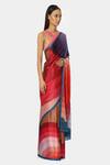 Satya Paul_Multi Color Georgette Satin Embellished Geometric Elements Colorblock Saree _Online_at_Aza_Fashions