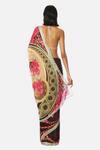 Shop_Satya Paul_Brown Georgette Satin Floral Pattern Embellished Saree_at_Aza_Fashions