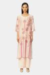 Buy Satya Paul Pink Chanderi Floral Keyhole Candy Kurta And Pant Set at Aza Fashions Buy_Satya Paul_Pink Chanderi Floral Keyhole Candy Kurta And Pant Set _at_Aza_Fashions
