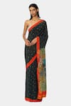 Buy_Satya Paul_Green Crepe Printed Floral Save The Date Saree _at_Aza_Fashions