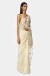 Satya Paul_Off White Chanderi Embroidered Saree_Online_at_Aza_Fashions