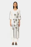 Buy_Satya Paul_White Linen Floral Keyhole Kurta And Pant Set_at_Aza_Fashions