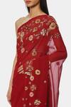 Buy_Satya Paul_Red Georgette Embroidered Floral Saree _Online_at_Aza_Fashions