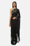 Buy_Satya Paul_Black Georgette Embroidered Floral Saree _at_Aza_Fashions