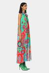 Satya Paul Multi Color Viscose Crepe Floral Halter Print Twist Dress Online at Aza Fashions Satya Paul_Multi Color Viscose Crepe Floral Halter Print Twist Dress _Online_at_Aza_Fashions