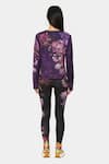 Shop_Satya Paul_Purple Scuba Printed Floral Round Bangkok Top _at_Aza_Fashions