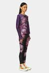 Satya Paul_Purple Scuba Printed Floral Round Bangkok Top _Online_at_Aza_Fashions