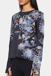 Buy_Satya Paul_Blue Scuba Printed Floral Round Malaysia Top _Online_at_Aza_Fashions