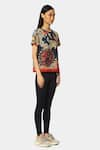 Satya Paul_Blue Scuba Printed Art Deco Round Club Top _Online_at_Aza_Fashions