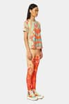 Satya Paul_Green Scuba Printed Typography Round Love Paul Top _Online_at_Aza_Fashions