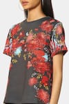 Buy_Satya Paul_Grey Scuba Printed Floral Round Trippy Top _Online_at_Aza_Fashions