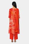 Shop_Satya Paul_Orange Chanderi Abstract Keyhole Kurta And Pant Set _at_Aza_Fashions