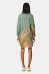 Shop Satya Paul Green Linen Floral, Stripe Shirt Collar Radical Tunic at Aza Fashions Shop_Satya Paul_Green Linen Floral, Stripe Shirt Collar Radical Tunic _at_Aza_Fashions