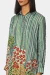Buy Satya Paul Green Linen Floral, Stripe Shirt Collar Radical Tunic Online at Aza Fashions Buy_Satya Paul_Green Linen Floral, Stripe Shirt Collar Radical Tunic _Online_at_Aza_Fashions