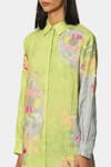 Buy_Satya Paul_Green Linen Printed Floral Collared Neck Shirt Tunic _Online_at_Aza_Fashions