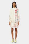 Buy_Satya Paul_White Linen Printed Floral Collared Neck Shirt Tunic _at_Aza_Fashions