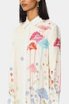 Buy_Satya Paul_White Linen Printed Floral Collared Neck Shirt Tunic _Online_at_Aza_Fashions