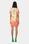 Shop_Satya Paul_Peach Scuba Printed Floral Shirt Collar Sunset Dress _at_Aza_Fashions