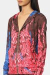 Buy_Satya Paul_Multi Color Scuba Floral V Neck Pattern Hoodie _Online_at_Aza_Fashions