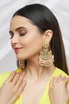 Buy_Just Shradhas_Gold Plated Pearls, Diamonds Kundan Studded Chandbalis _Online_at_Aza_Fashions